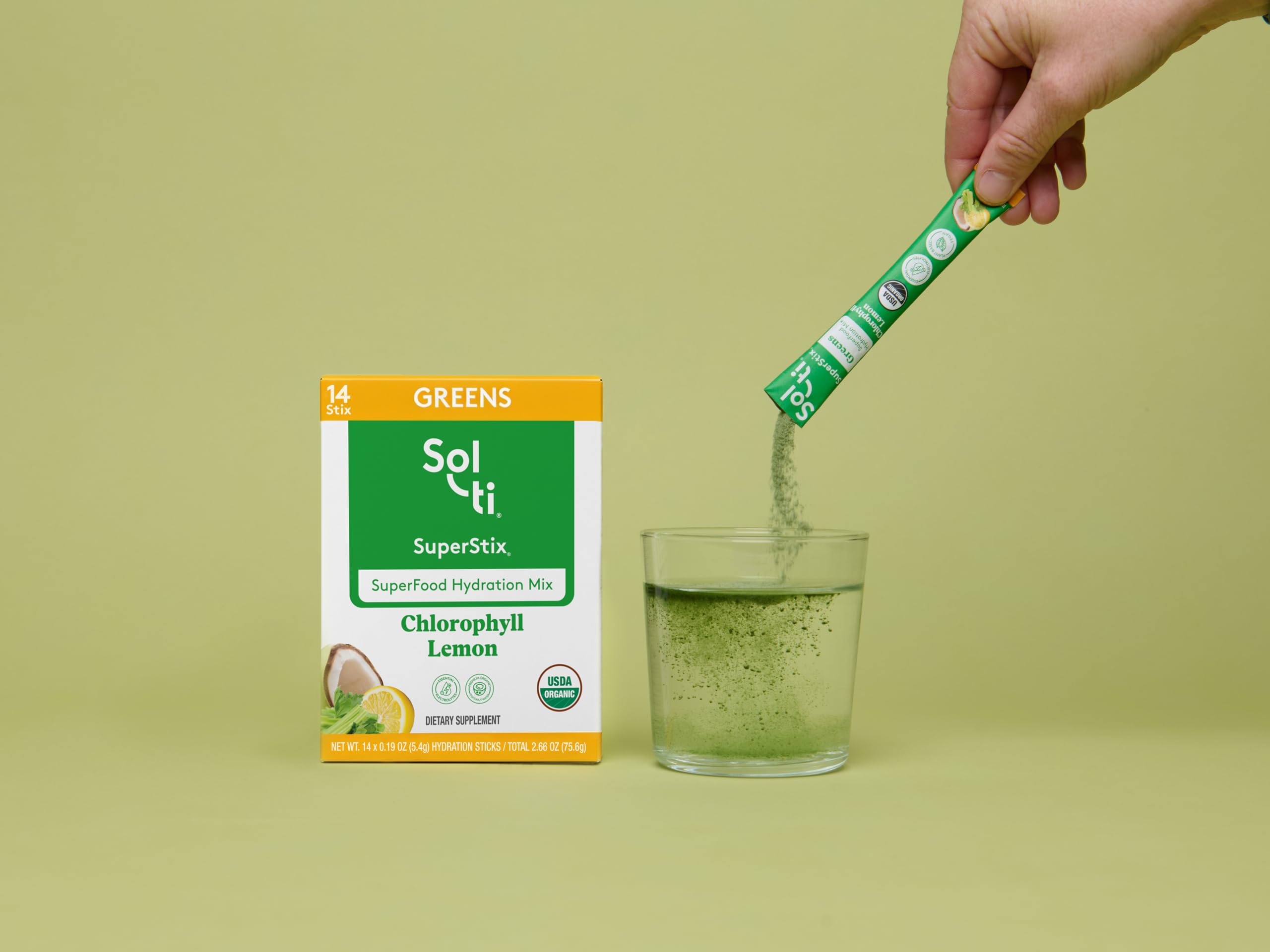 Sol-ti Organic Electrolyte Hydration, Chlorophyll Lemon SuperStix, 14ct — Amazon image 9