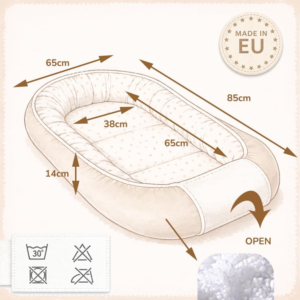 Babynestchen Neugeborene – 5-teiliges Baby Set mit Babynest aus Waffelpique Baumwolle – Nestchen Baby für Babybett & Kinderbett – Babykokon Tragbar – OEKO-TEX zertifiziert – Zubehör Babybett - Grau