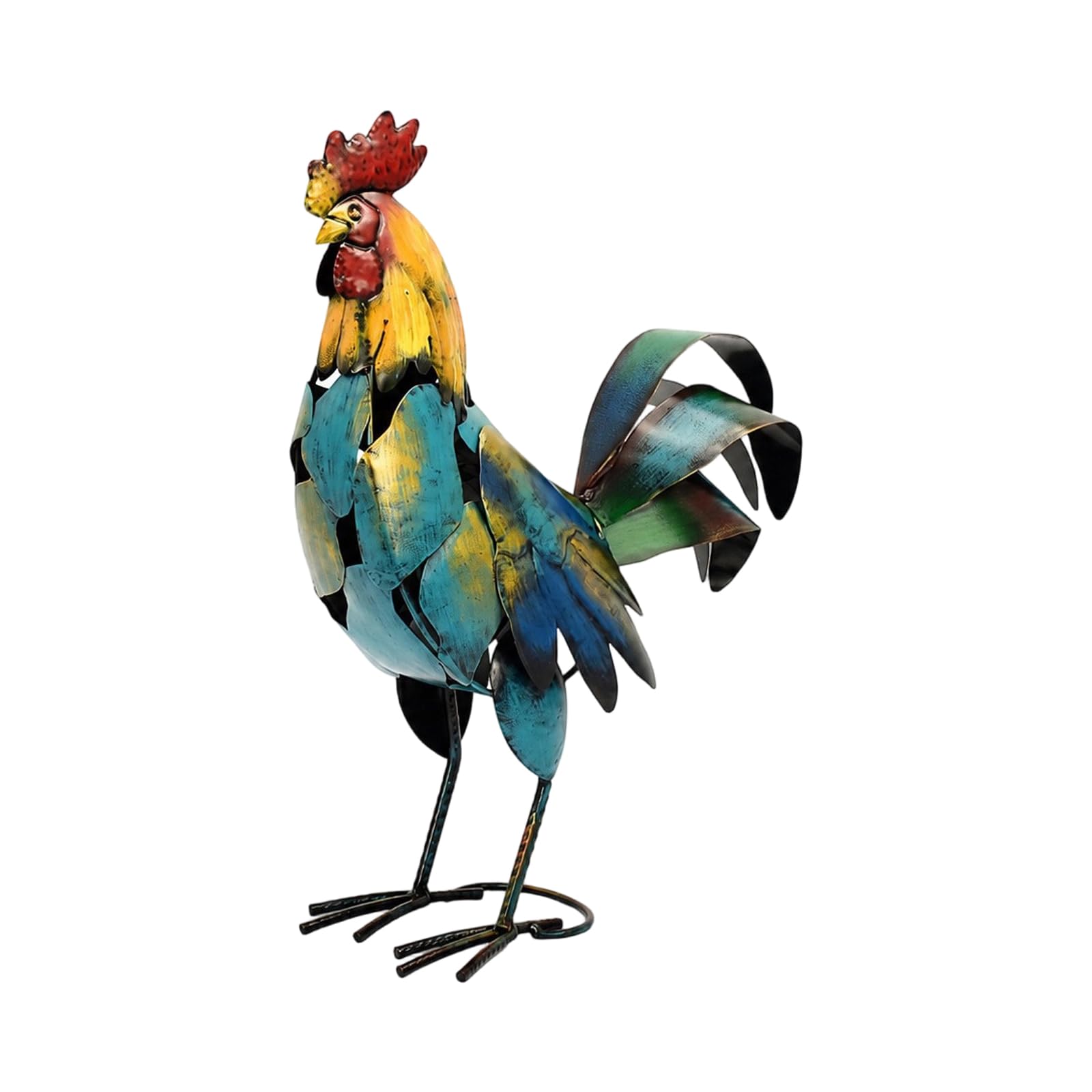 Figurine Coq Chanticleer en Métal pour Décoration Extérieure de Jardin