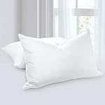 Goose Feather Oreiller Queen Taille Pack de 2 - Oreillers de lit Down Hotel pour dormir, doux 600 Fil Couvercle de coton Couchage, Support Fluffy Polyester de remplissage pour le dos, l'estomac, les couches latérales