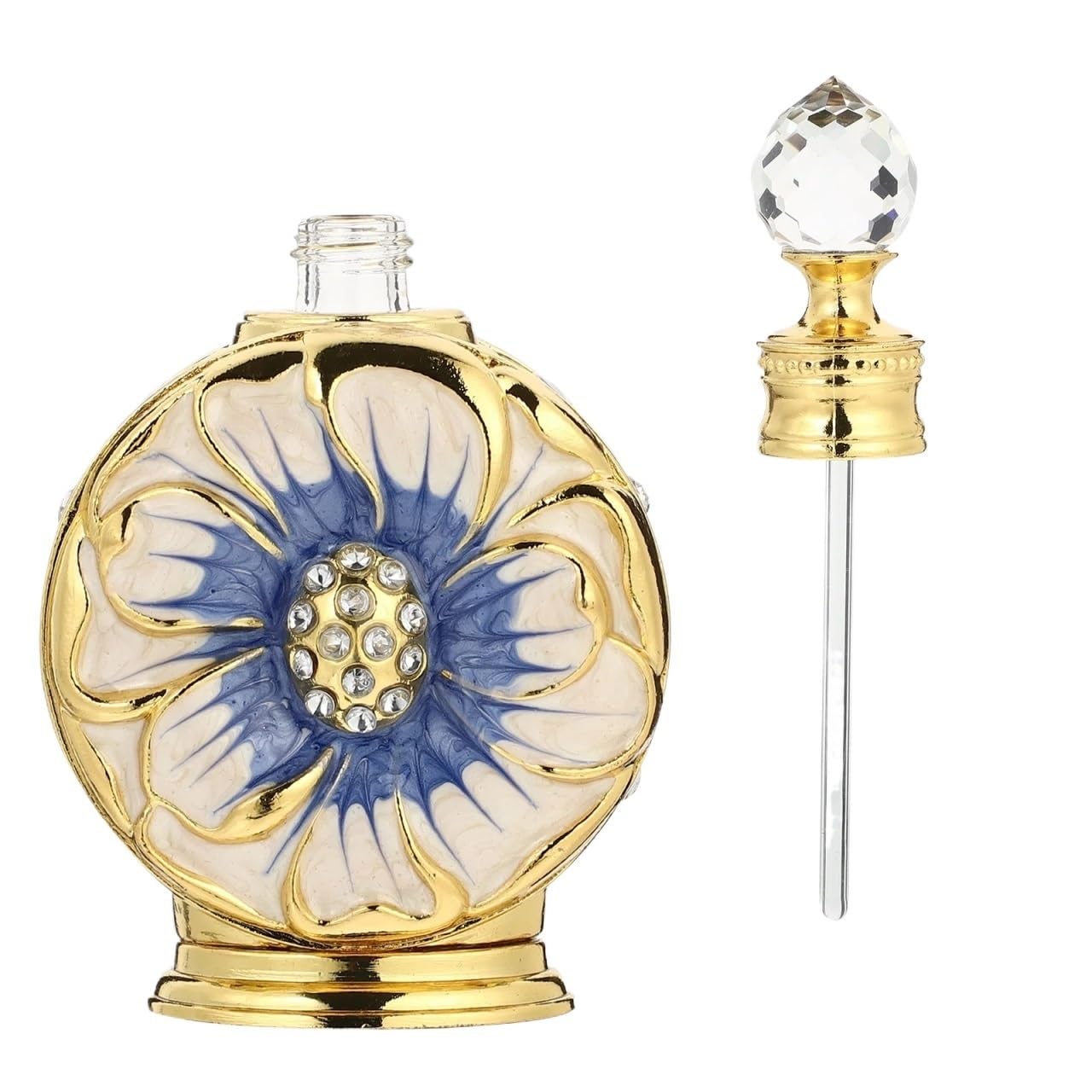Bottiglia Di Profumo In Vetro Vintage Bottiglia di profumo da 12 ml di olio essenziale da viaggio, dispenser vuoto in vetro, contenitore di conservazione sicura vintage con chiusura ermetica(Blue)