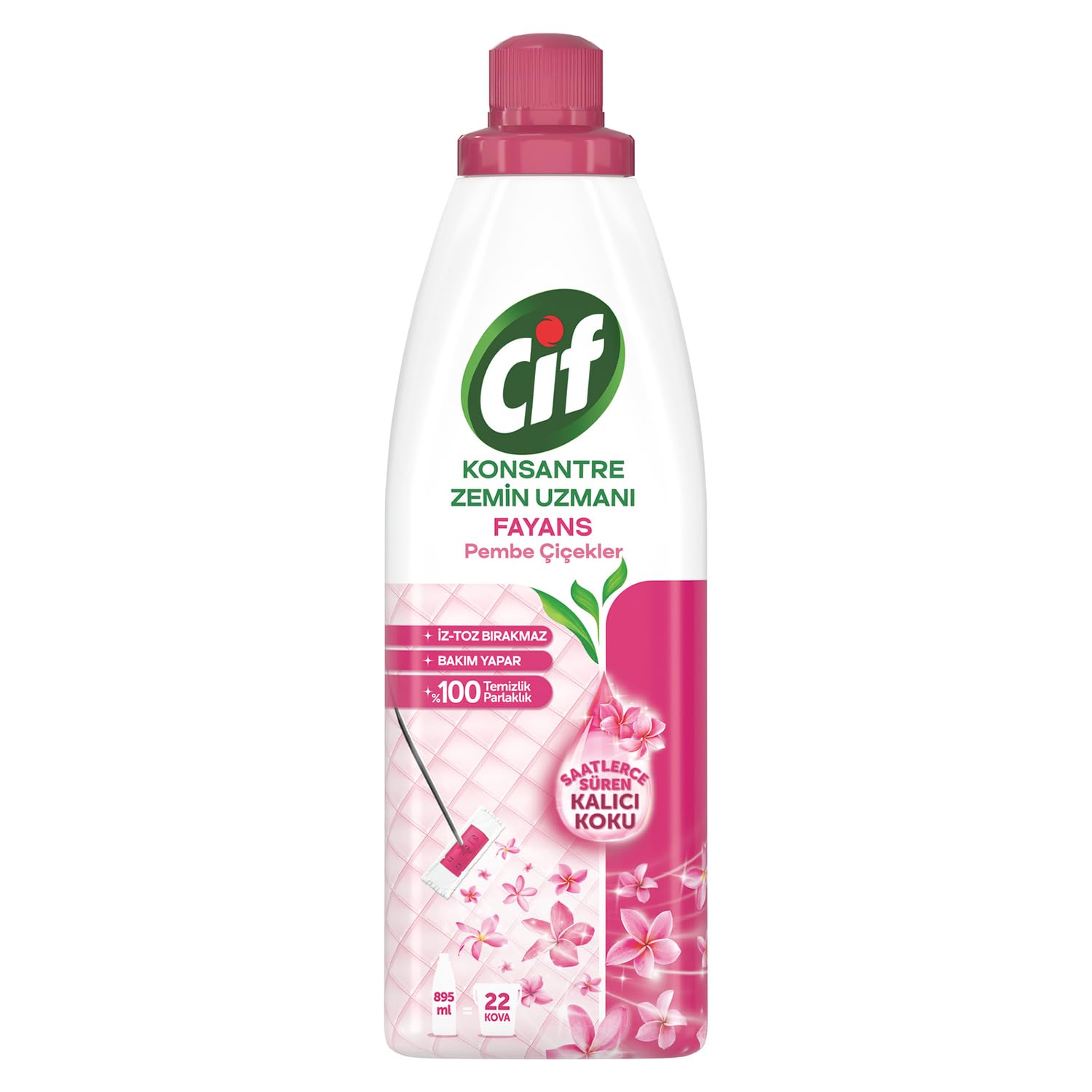 Cif Pembe Çiçekler Konsantre Zemin Uzmanı Fayans Temizleyicisi 22 Kova 895 mL