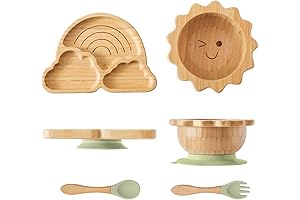 Bamboo Suction Plates Bowls Set for Baby Toddler