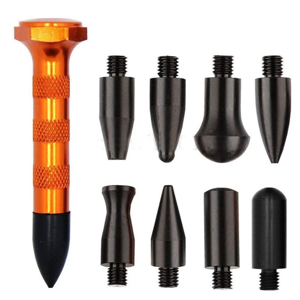 G&S GS Werkzeuge für lackschadenfreie Ausbeultechnik, 10-teiliges Set, Gummihammer, Formspitzen, Ausbeulwerkzeuge, für Auto- / Kühlschranktür-Reparatur
