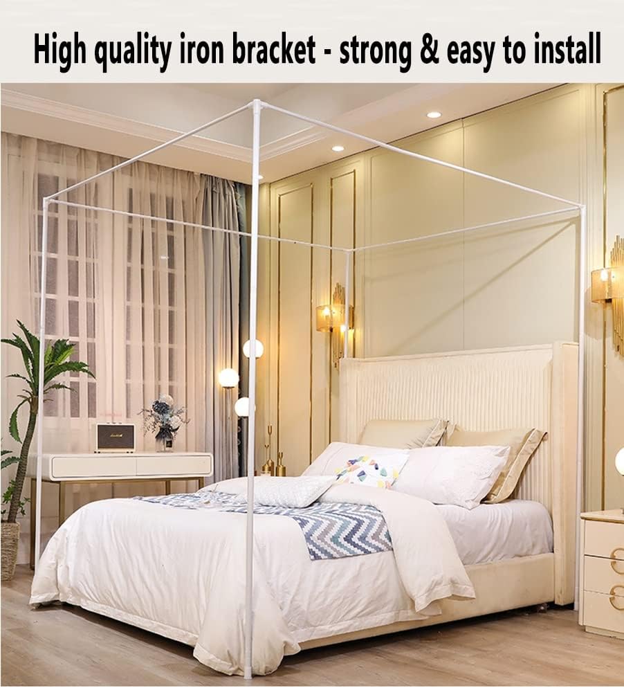2 in 1 Bed Canopy Mosquito net Suitable for Single Bed Double Bed, Bedroom Decorative Bed Curtain, with Metal Stand (Color : Blue, Size : 180X200cm/71X79in)