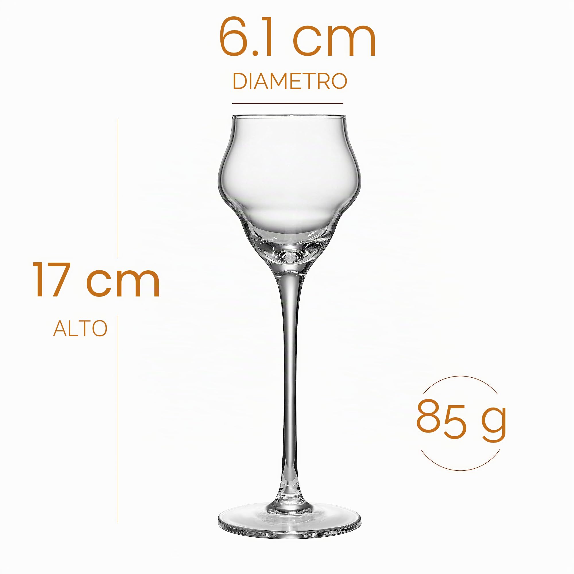 GLASSIQUE CADEAU Bicchieri in cristallo per sambuca, cordiale, digestivi con stelo lungo, per sorseggiare bevande dopo cena, set di 4 bicchieri alti da 85 g, per aperitivi, amaro, liquori, liquori