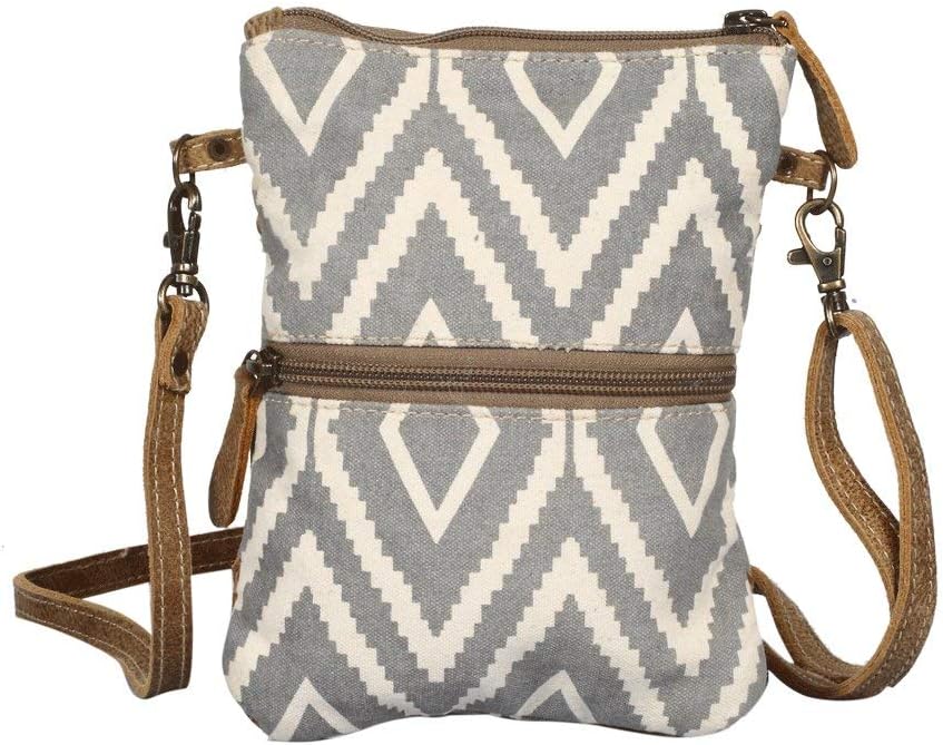 Myra Bag Gladden Upcycled Canvas Crossbody Bag S-1357, Brown, One Size