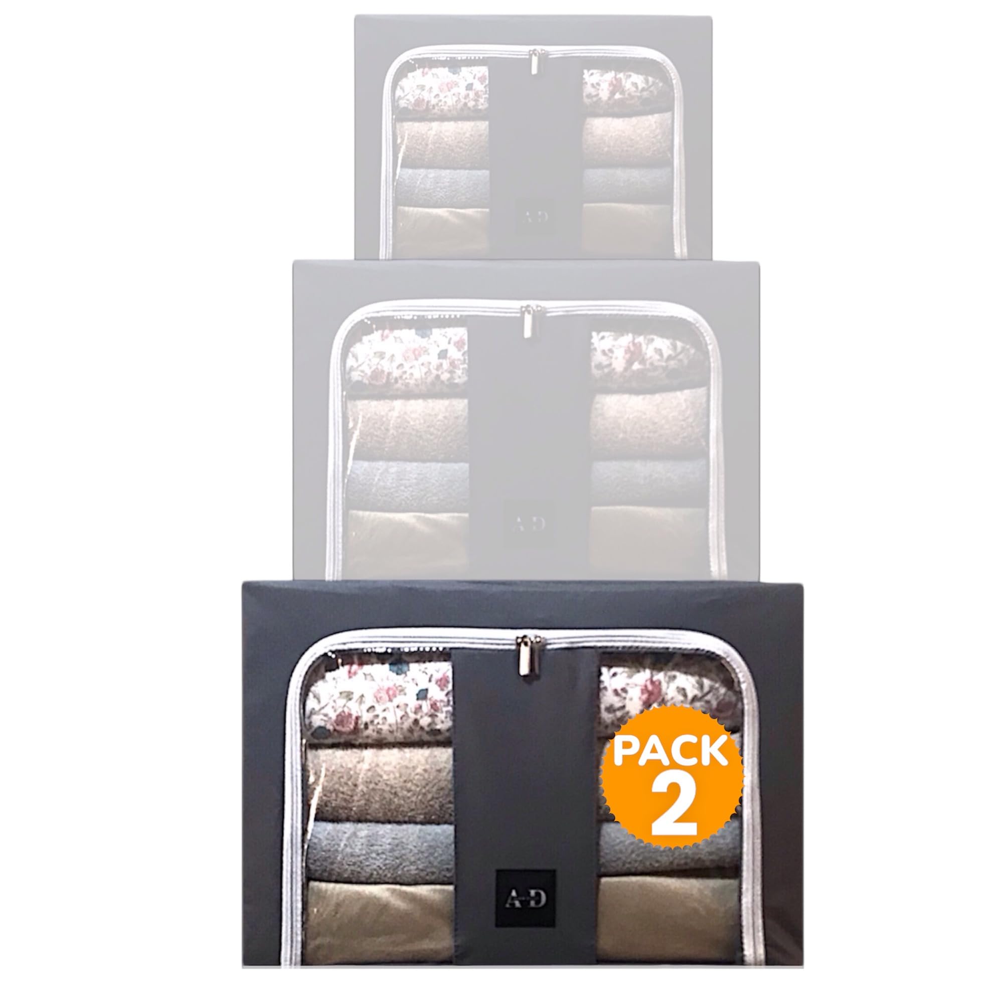 AD ALEM DISSO, 2x100L Cajas Almacenaje, Cajas Organizadoras, Cajas Almacenaje Ropa, Organizar Armario, Cajas para Guardar Ropa, Cajas para trastero, Apilables, cremallera, fotos auténticas
