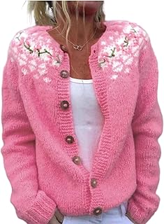 Sponsored Ad - Women's Classic Fair Isle Open Front Knit Cardigan Sweater Winter Casual Loose Fit Button Down Long Sleeve ...