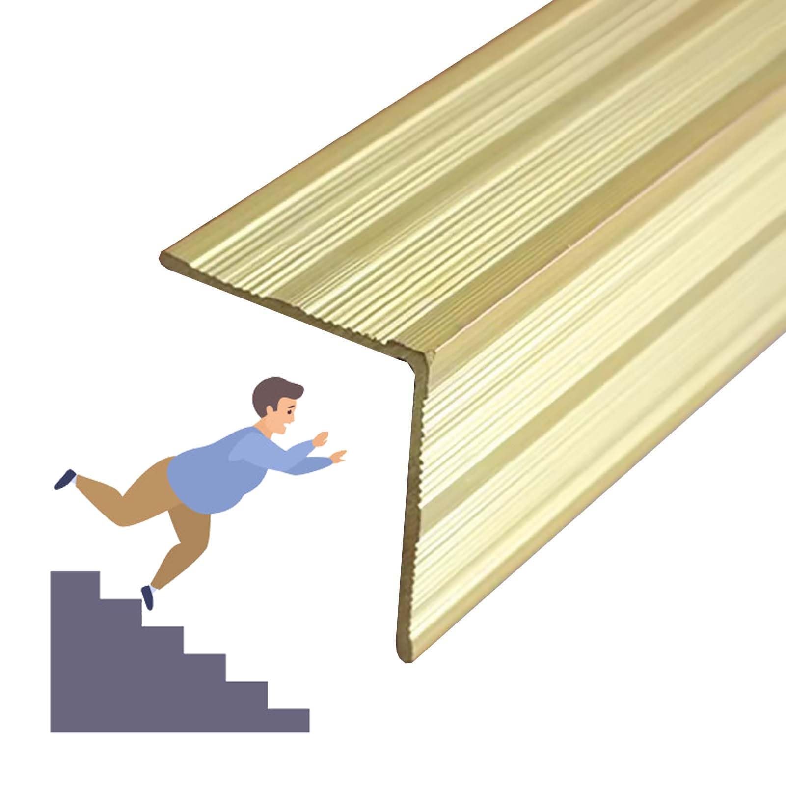 Moldura de latón para Borde de Escalera, Tiras Antideslizantes para peldaños, Tiras de transición de Suelo recortables/Protector de Bordes para peldaños (34 x 30 mm [1,34 x 1,18 PU