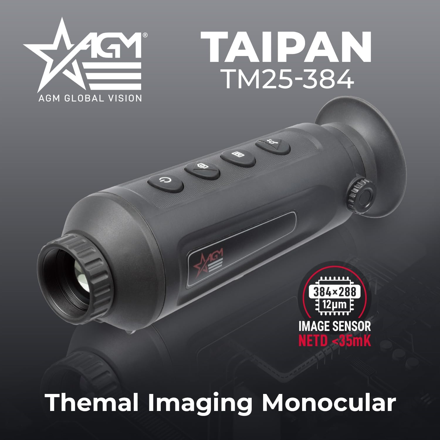AGM Global Vision Taipan Thermal Imaging Monocular for Hunting 12μm Sensor, Hot Spot Tracking, 8× Digital Zoom, Video Recording, WiFi, IP67 Waterproof