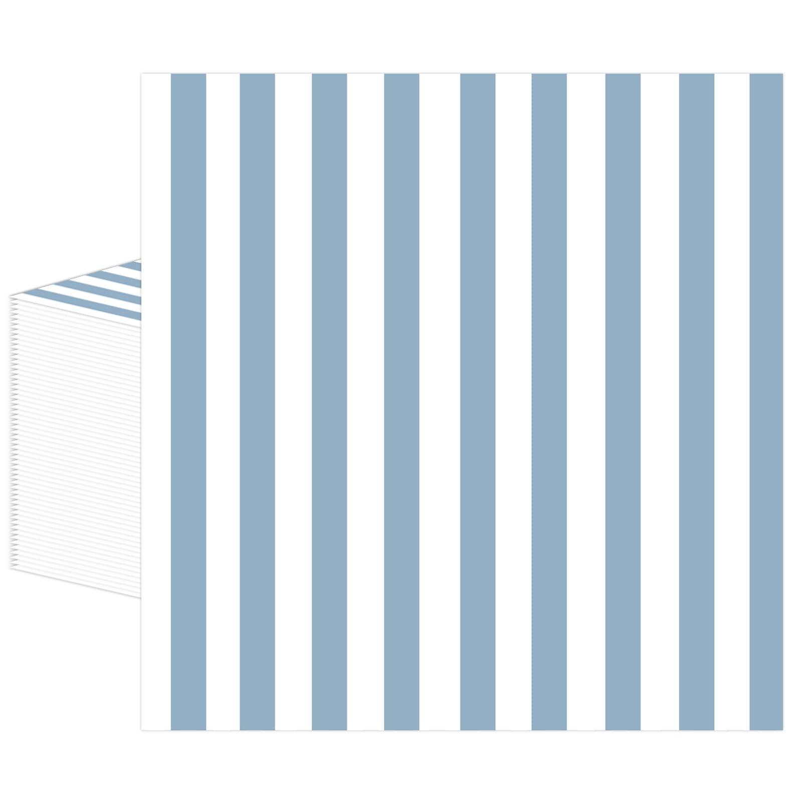 50PCS Blue Striped Paper Napkins 33x33cm, Blue and White Disposable Party Serviettes Beverage Dessert Luncheon Dinner Napkins for Picnic Happy Birthday Wedding Party Supplies