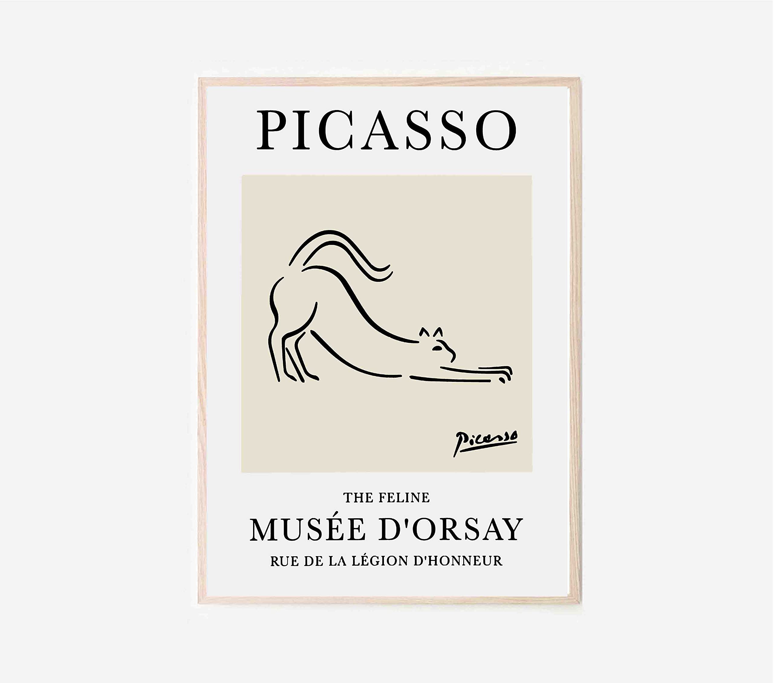 Ara Step Famous Pablo Picasso Paintings Wall Art Poster Prints UNFRAMED (297 x 420 mm / 11.7 x 16.5 inches, Pablo Picasso Feline Sketch Line Drawing Art Print Esquisse D'un Félin, Museum Exhibition