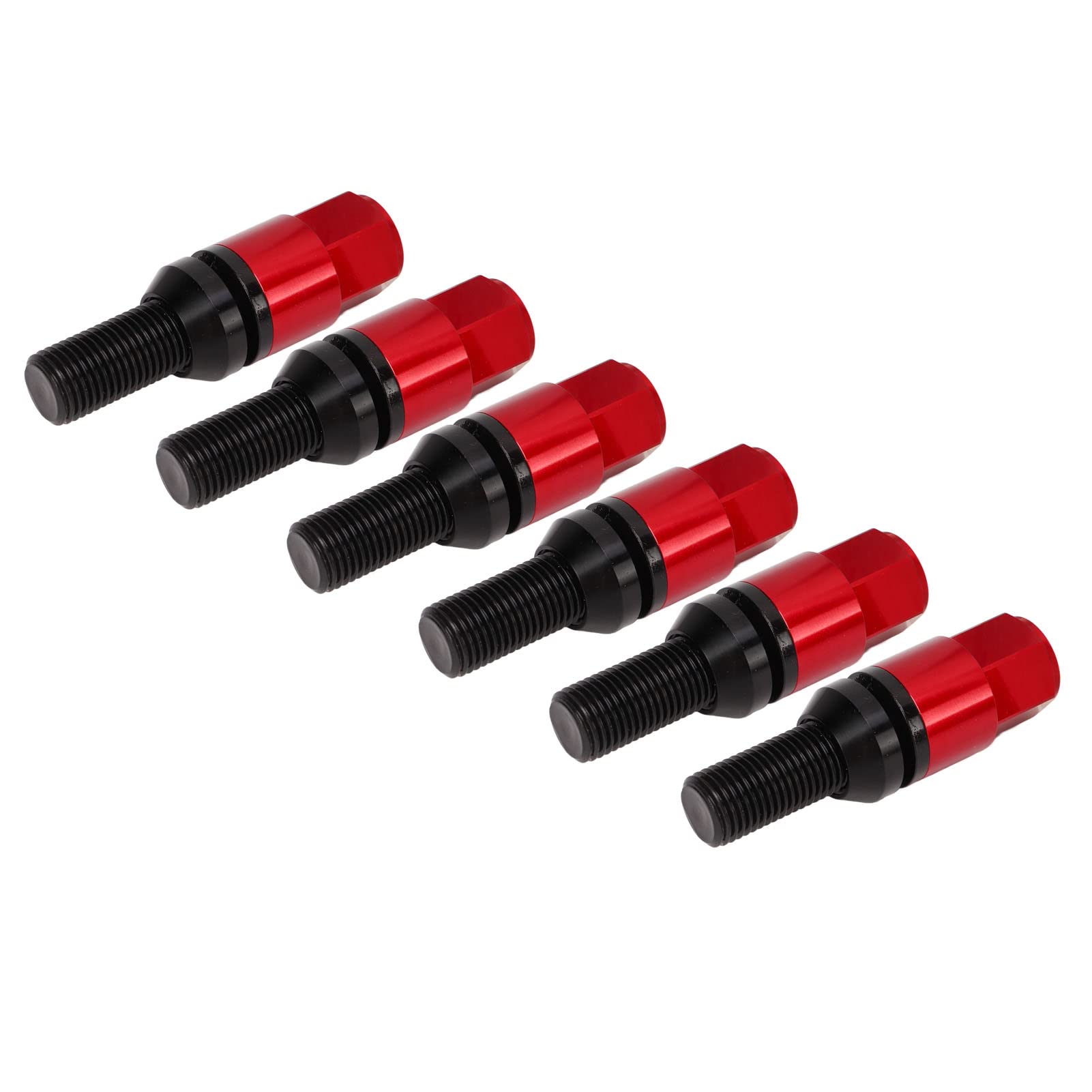 Hochwertige 35CrMo-Kegelsitz-Radschrauben, 20 Stück Sechskant-17-mm-Radbolzen M14x1,5, Güteklasse 12,9 für Autos, Universell Einsetzbar mit Langer (Rot)