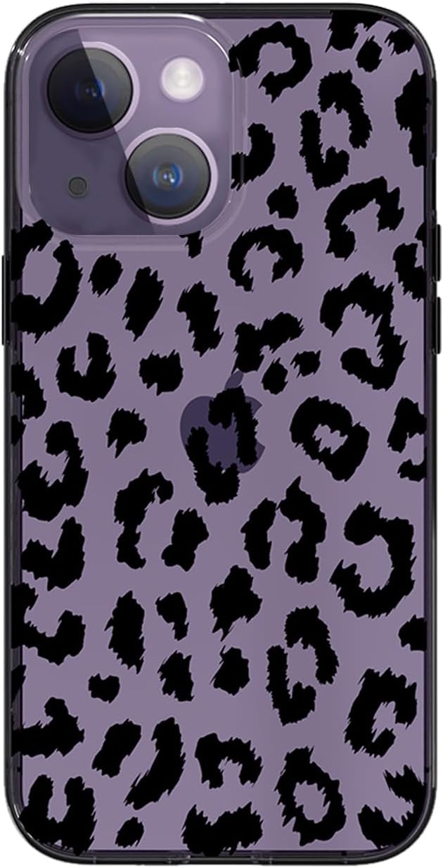 SCORPIFY for iPhone 14 Plus Case with Black Clear Leopard Cheetah Design, Cute Clear Phone Cover for Women Girls, [10FT MIL-Grade Drop Protection] [Non Yellowing] Slim Bumper with Stylish Pattern