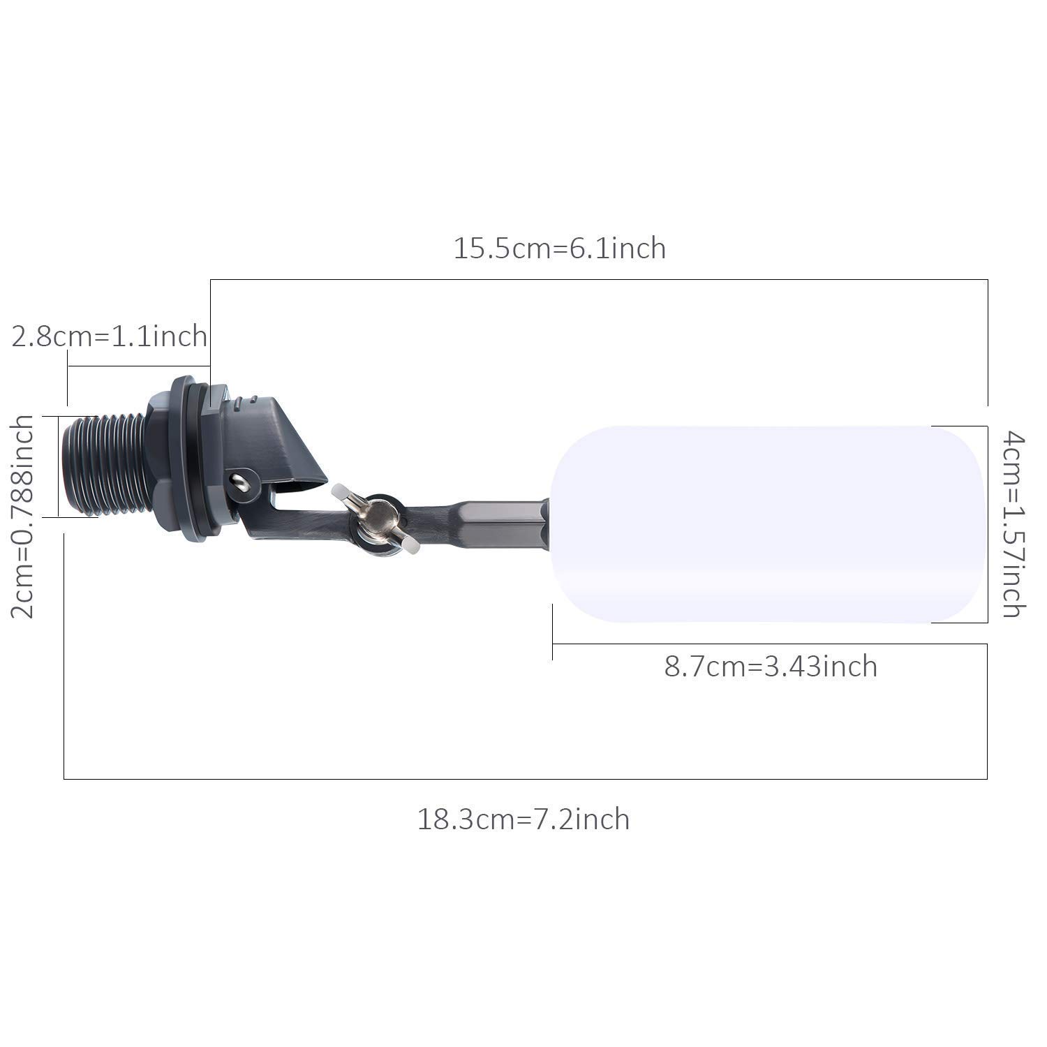 3 Pièces Flotteur de Boule d'eau Fiable Fermer 1/2 Pouce Remplir Le Réservoir d'eau de l'Humidificateur, Robinet à Tournant Sphérique, Soupape de Rechang