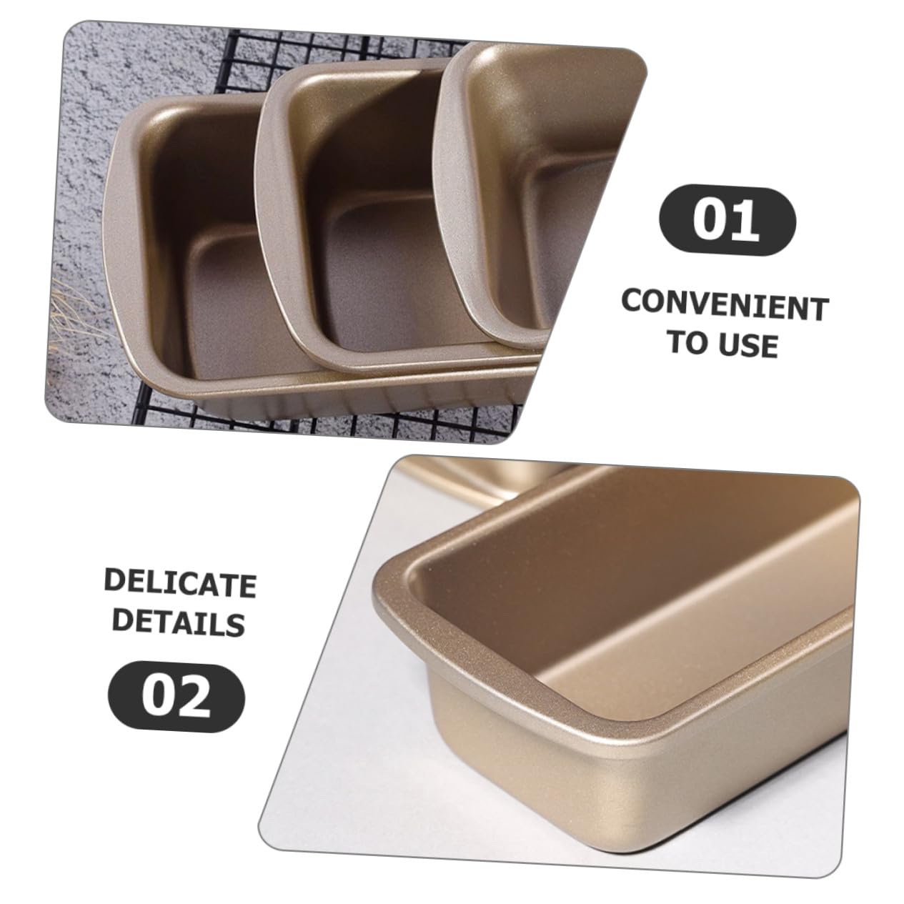 3 Piezas Molde para Pan Rectangular Antiadherente de Calidad Alimentaria Molde para Hornear Pan de Resistente al Calor para Uso Casa o Comercial
