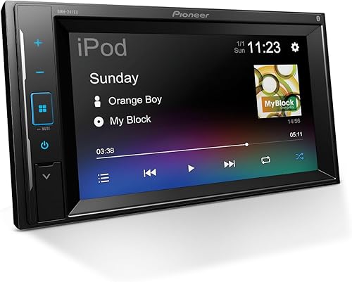 Pioneer DMH-241EX Pantalla táctil resistiva de 6.2", doble DIN - Bluetooth, cámara de respaldo, radio AMFM, USB, reproducción FLAC, chasis corto,