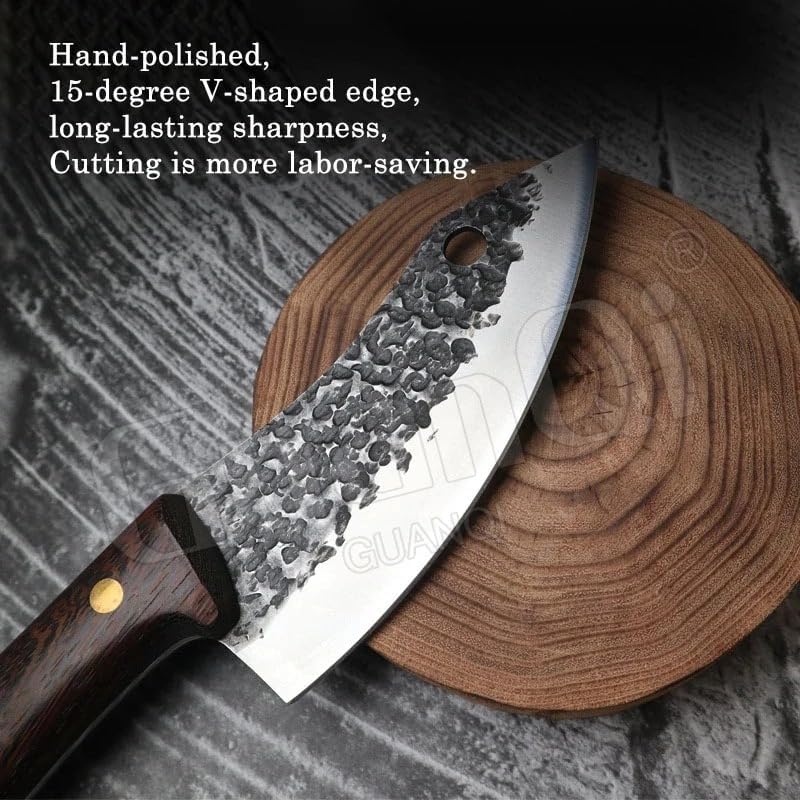Meat Cleaver,Cleaver Knife 6 Inch Forged Steel Kitchen Knife Meat Cleaver High-carbon Steel Boning Knife Wood Handle Professional Chef Butcher Cooking Knife, LAMAJIGA5844