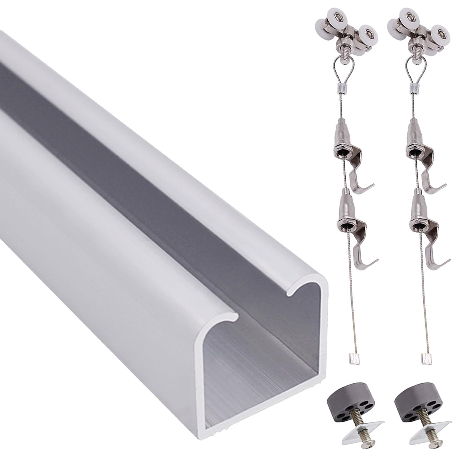Sistema Appendiquadri A Cavi – Kit 119,4 Cm Con 2 Guide In Alluminio, 4 Corda In Nylon E 4 Ganci – Montaggio A Parete O Soffitto – Fino A 13,6 Kg Per Cavo - 5