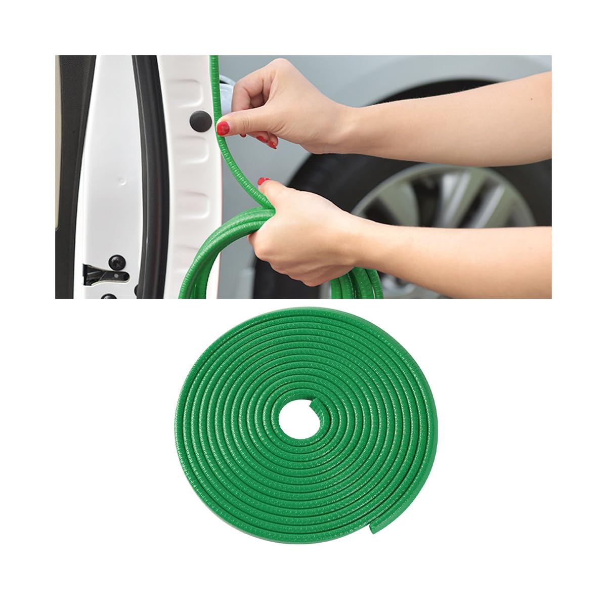 Osilly 32.8FT Adhesive Rubber Car Door Seal Strip, Green