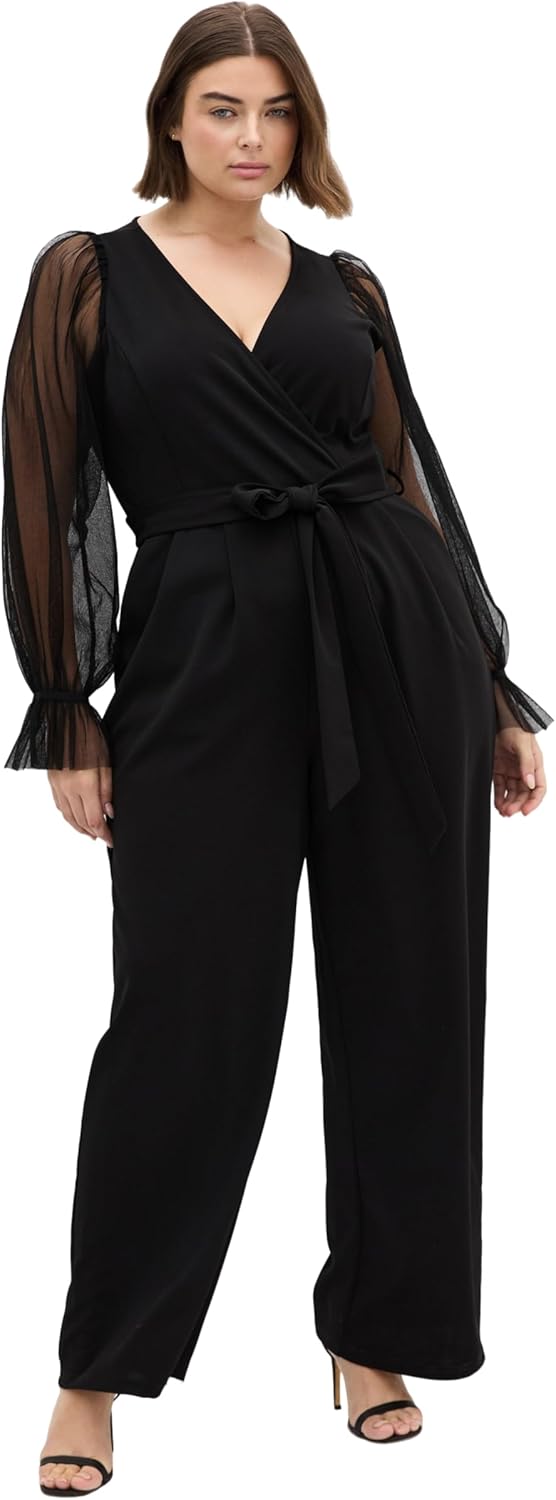 City Chic Women's Plus Size Jumpsuit - Alannah Mesh Sleeve