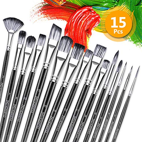 HOMPO Set di Pennelli da Pittura 15Pcs Pennello dell'artista 15Pcs Pennelli, Custodia per Il Trasporto, Coltello da Pittura, 2Pcs Spugne per Acquerelli, Acrilici, Pittura ad Olio, Gouache