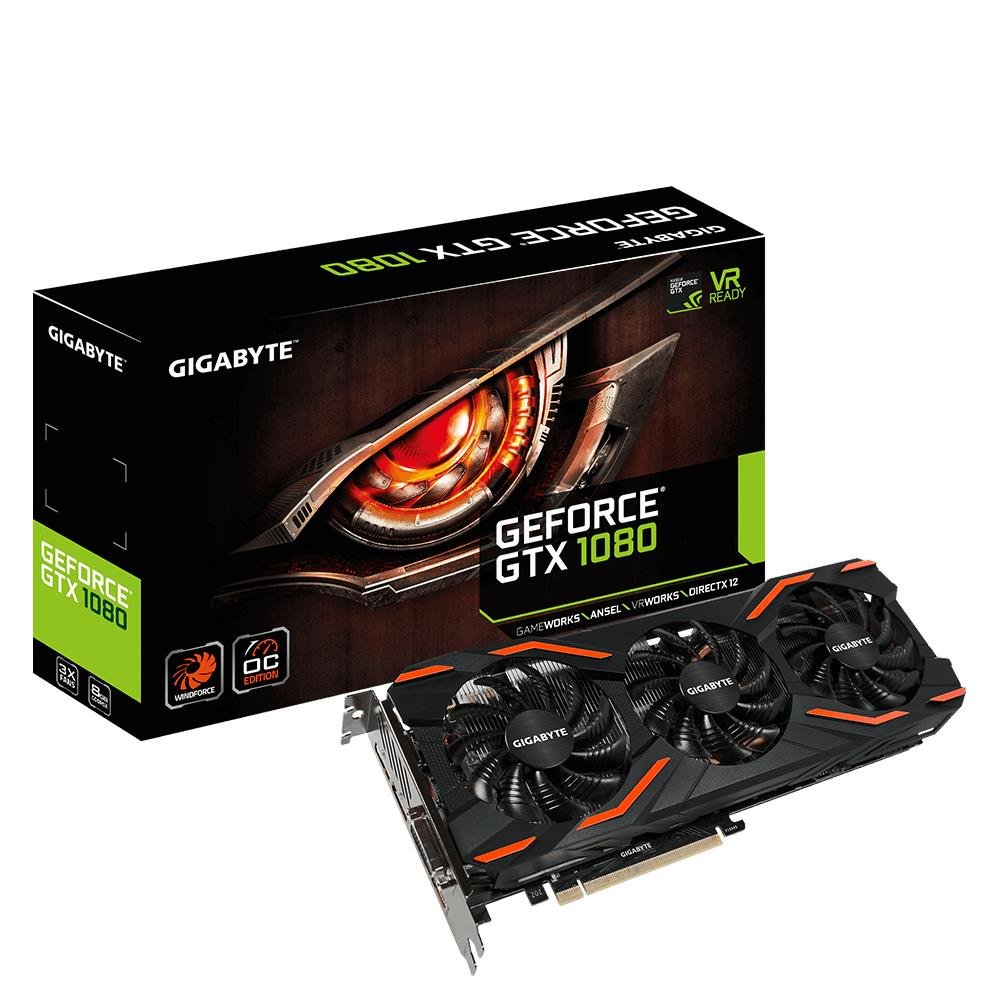 Gigabyte FBA_GV-N1080WF3OC-8GD Nvidia GTX 1080 GDDR5 8GB OC WF3 PCI-E, Black
