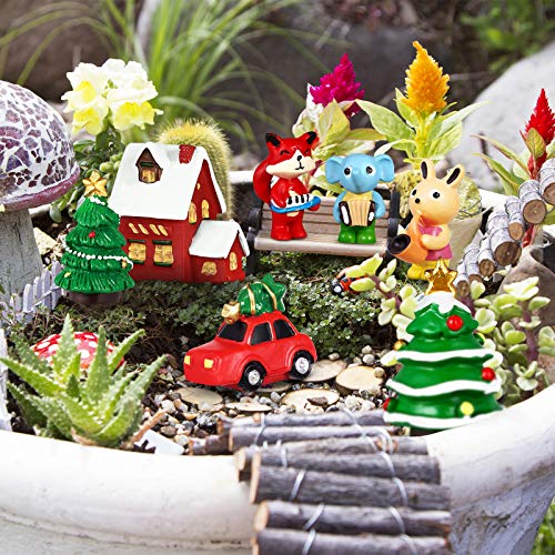 image for Unomor 19PCS Christmas Miniature Figurines Kit with Santa Claus, Snowm