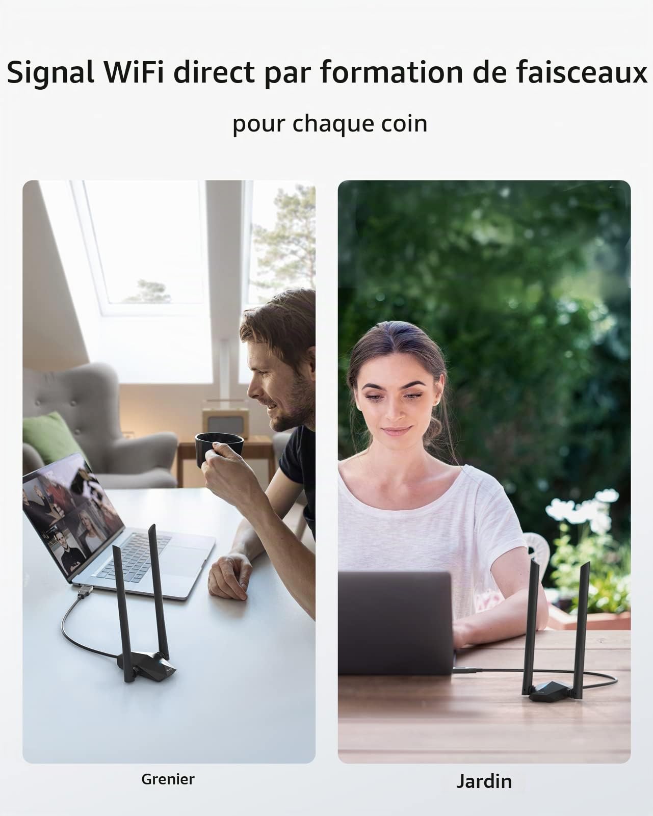 ioGiant AX1800 Mbps Clé USB WiFi 6 Puissante à Gain élevé, Antenne WiFi pour PC Longue Portée, Bi-Bande Adaptateur USB3.0 Wi-Fi, 5GHz/2.4G avec Antennes, Clé sans Fil USB Compatible avec Windows 11/10