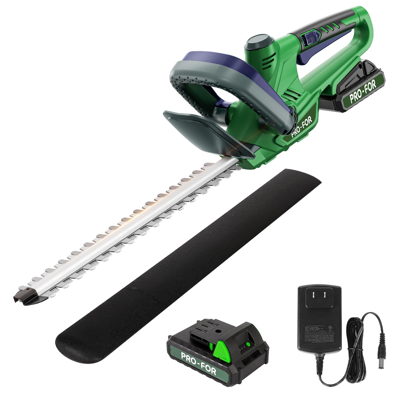 PRO-FOR 20V Cordless Hedge Trimmer with Battery and Charger