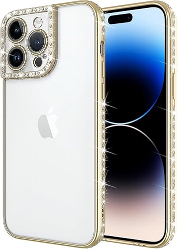 wahhle Funda diseñada para iPhone 12 Pro Max con purpurina, cubierta de lujo con incrustaciones de diamantes para mujeres y niñas con protector de