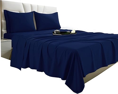 Vacco Juego de sábanas Cali King, sábanas y fundas de almohada de 4 piezas para hotel de lujo de la serie 1800, sábanas ultrasuaves, transpirables y