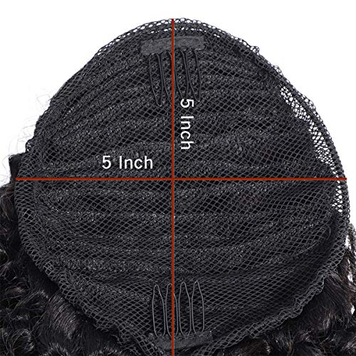 Corn Wave Ponytail Human Hair Clip In Corn Wave Ponytail Extensions, 10A Black Drawstring Ponytail Extension Human Hair For Women, 3C Curly Wavy Ponytail Clip In Hairpiece 16 Inch #TOP5