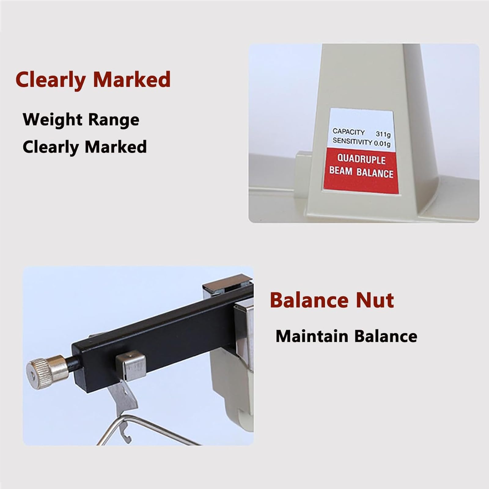 Balance Mécanique De Laboratoire, Balance Analytique 311 G/0,01 G, avec Bouton De Réglage du Zéro, Palette en Acier Inoxydable De 15 Cm, pour Salle De Classe, Usines