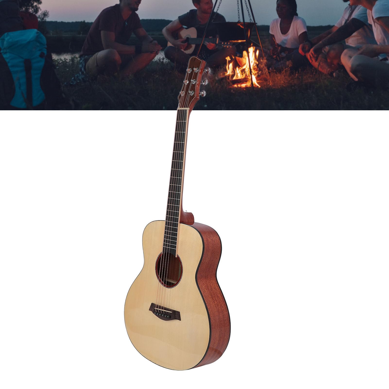 Irin 3670 drewniana gitara akustyczna 36-calowa gitara dla dzieci dorosłych początkujących materiał mahoniowy drewno świerk z torbą i tunerem (oryginalny kolor drewna)