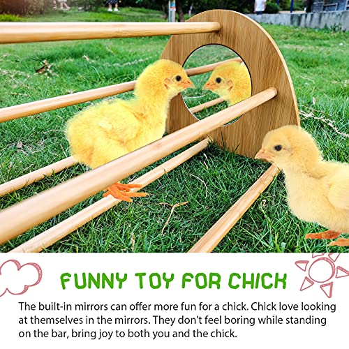 Image of Bamboo Chicken Perch with Mirror, Strong Roosting Bar for coop and brooder, Training Perch for Large Bird, Hens, Parrots, Macaw, Easy to Assemble and Clean, Fun Toys for Chicken