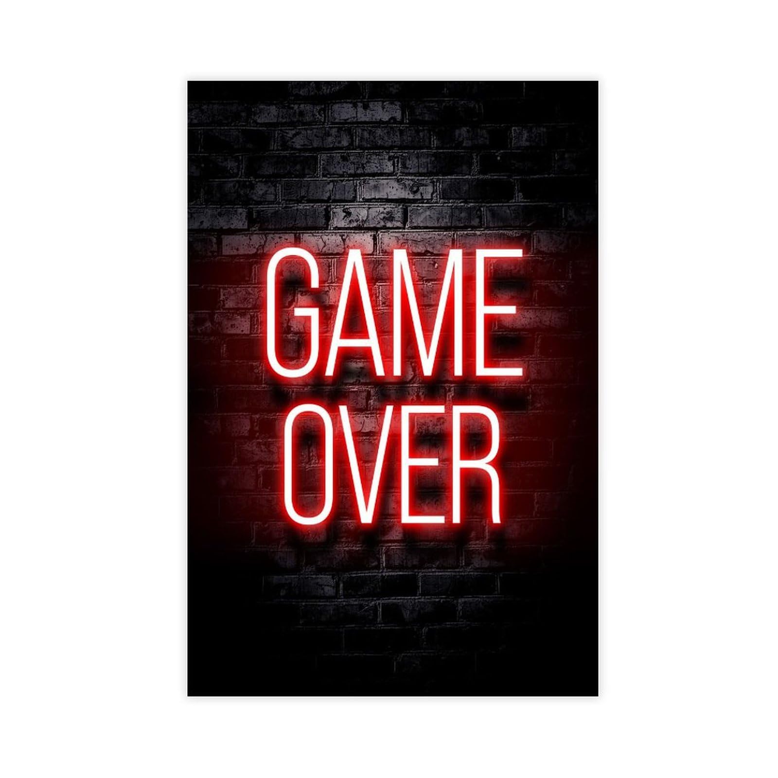 Póster artístico de Game over Gaming Gamer y arte de pared, impresión moderna para decoración de dormitorio familiar, 20 x 30 pulgadas (50 x 75 cm)