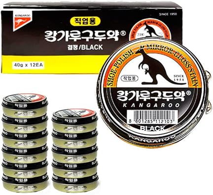 12 pcs of Kangaroo Shoe Boots Polishes Dyes Polishes Mirror-Gloss Stain Shine Wax 40g For Professional, Black Color