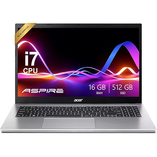 acer Aspire Premium Laptop Featuring Backlit Keyboard | Intel Core i7-1255U up to 4.7GHz | 16GB RAM - 512GB PCIe SSD | 15.6" FHD Display | Advanced Wi-Fi 6 | Iris Xe Graphics | Webcam | Win11 Pro