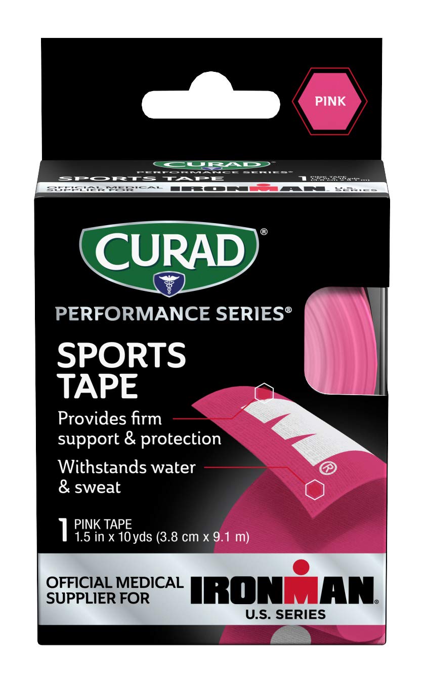 CURAD Ironman Sports Tape - White With Black, 1.5 X 10 Yards For Athletic Support