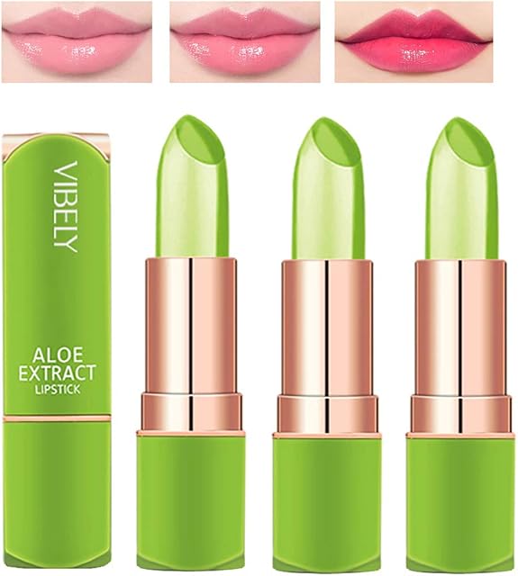 Magic Temperature Colour Changing Lip Balm Set, Dulele Organic Aloe Vera Moisturizing Long Lasting Jelly Crystal Lipsticks(3 Packs)