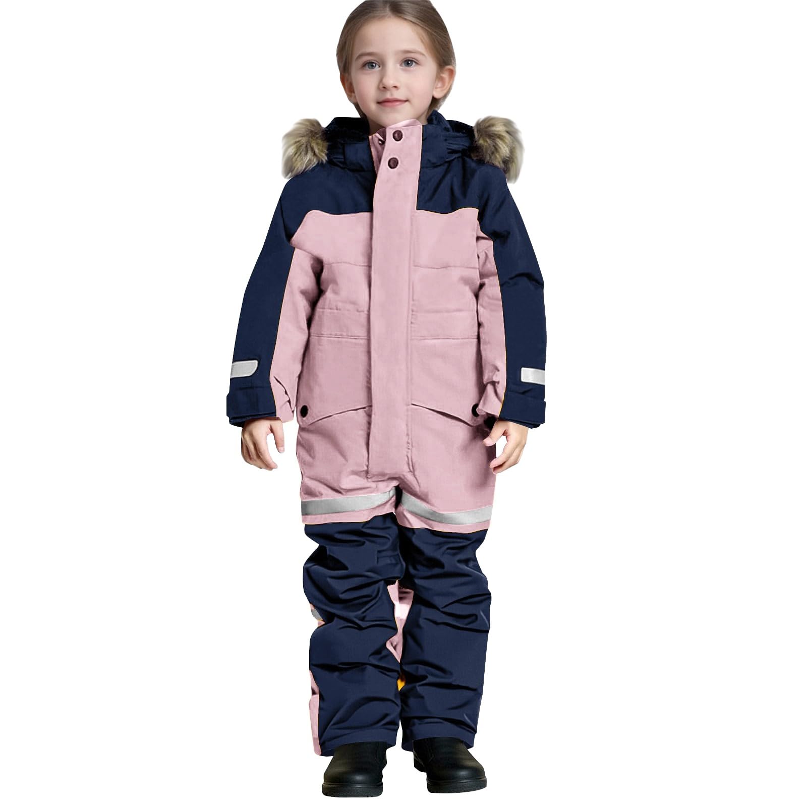 Generisch Mono de esquí unisex para niños, con capucha, traje de nieve, impermeable, transpirable, traje de esquí engrosado, cálido al aire libre, mono de lluvia, mono de nieve de una pieza, traje de