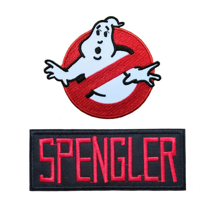 KLORIZ Spengler Tag Name Embroidery Iron on Patch Halloween Ghost Skull Punk DIY Cosplay Applique Clothing Accessories Badge(Spengler)