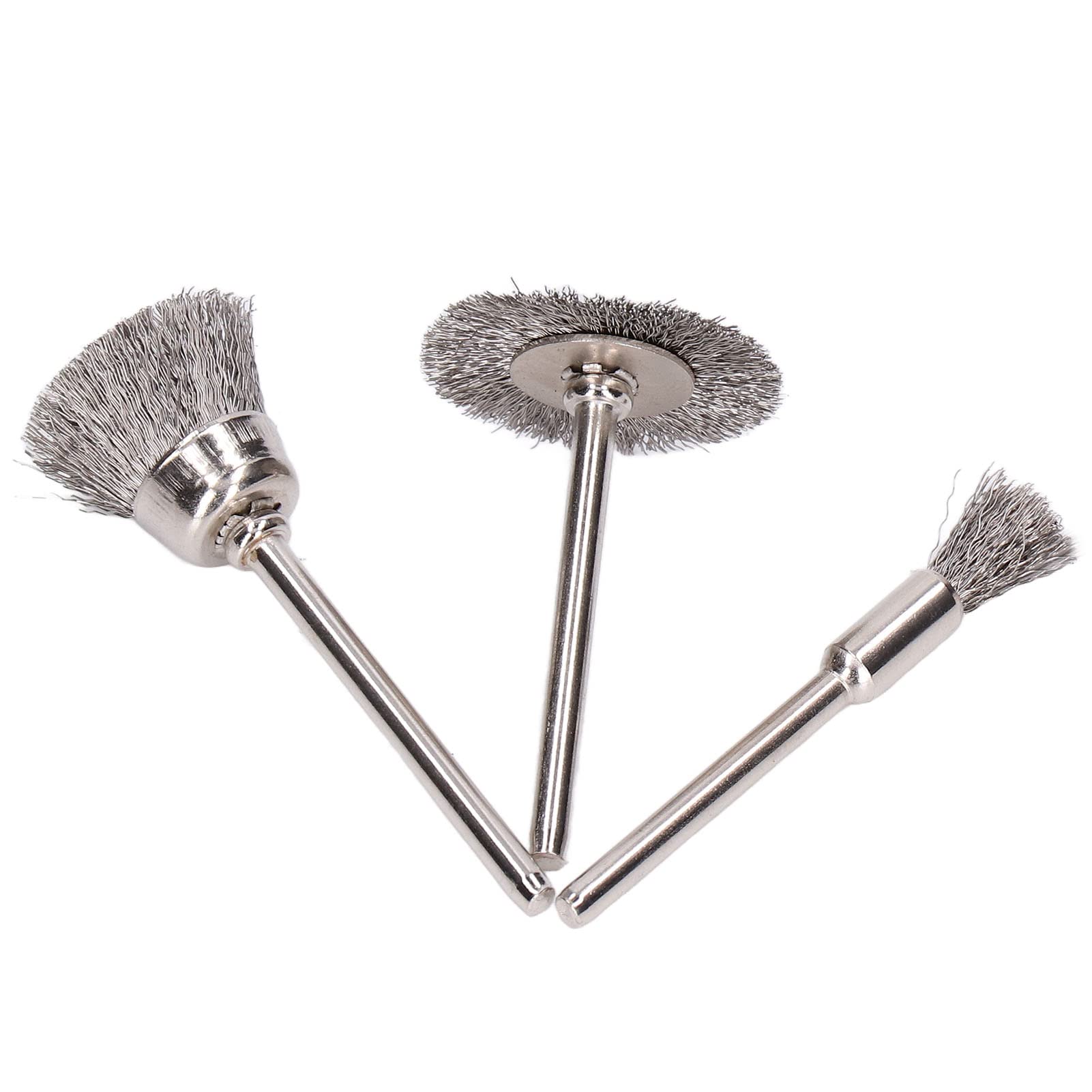 Respicefinem 60Pcs Set Wire Wheels Pen Brushes Stainless Steel Wires Brush Set for Dust with 3mm Shank and 3 Shapes Ideal for Removing Burrs Dust Oxide Layers and Paint Suitable