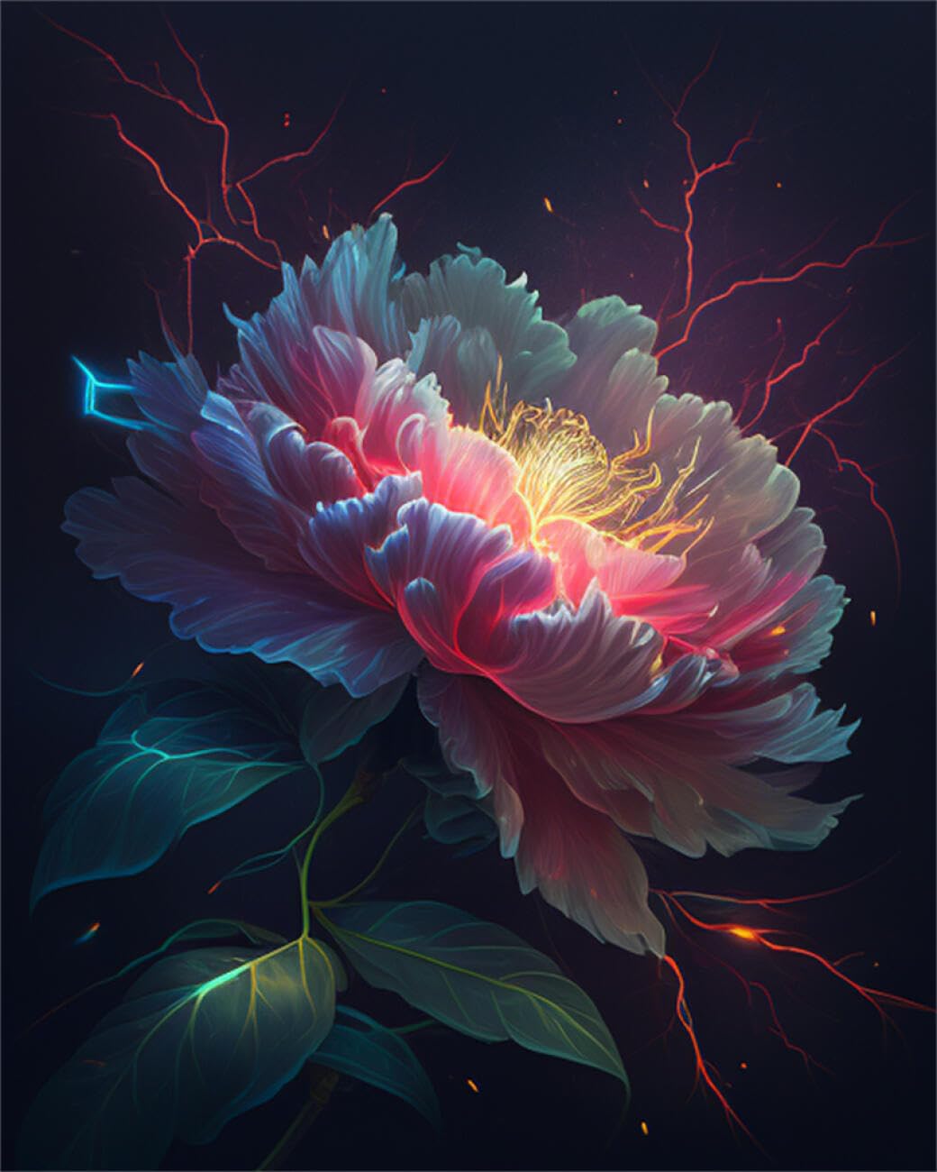 AMBATTERY Flowers DIY Beaded Cross Stitch Kits Fantasy Peony Needlepoint Handcraft Kit DIY Beaded Painting 3D Tapestry Bead Cross Stitch Set 40x50cm