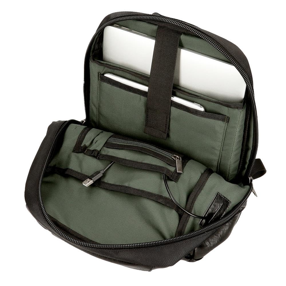 Pepe Jeans Horley Zaini poliestere e dettagli in pelle sintetica, nero, marrone, portatile