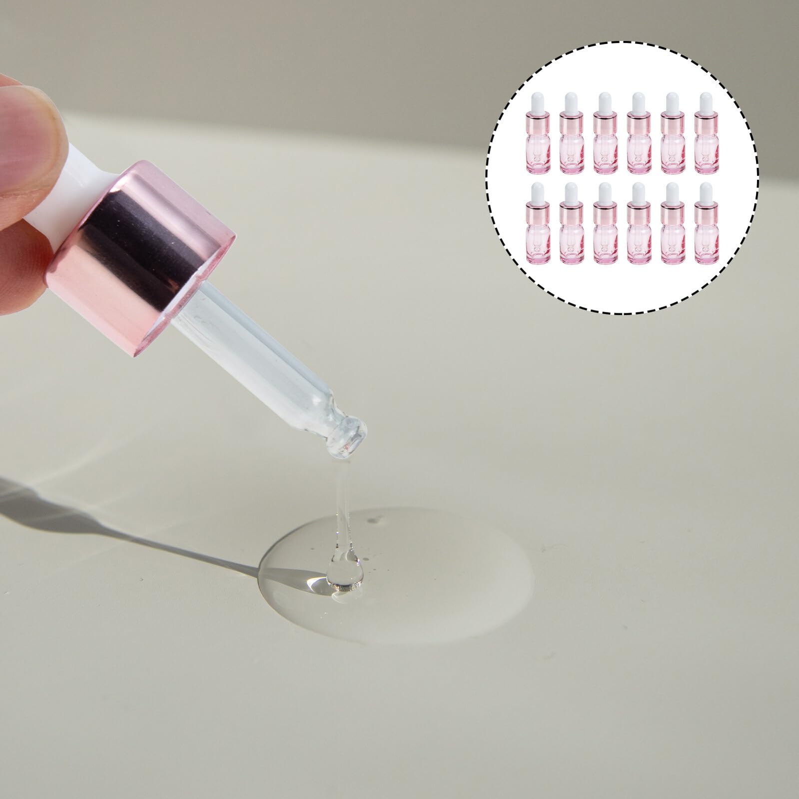 35 Stück 5ml Glas Tropfflaschen Rosegold mit Pipette Wiederbefüllbare Duftfläschchen für Parfum Ätherische Öle Tragbare Reise Glasbehälter für Kosmetik und Aromatherapie