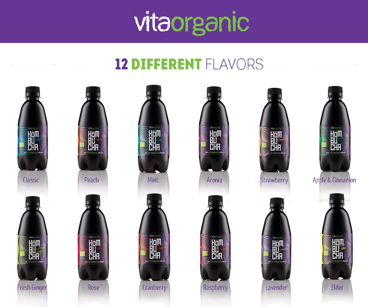 VitaOrganic Té de Kombucha Orgánico 330ml – Té Verde Espumoso con Cultivo de Kombucha Natural Viva – Bebida Fermentada Naturalmente y 100 % Orgánica