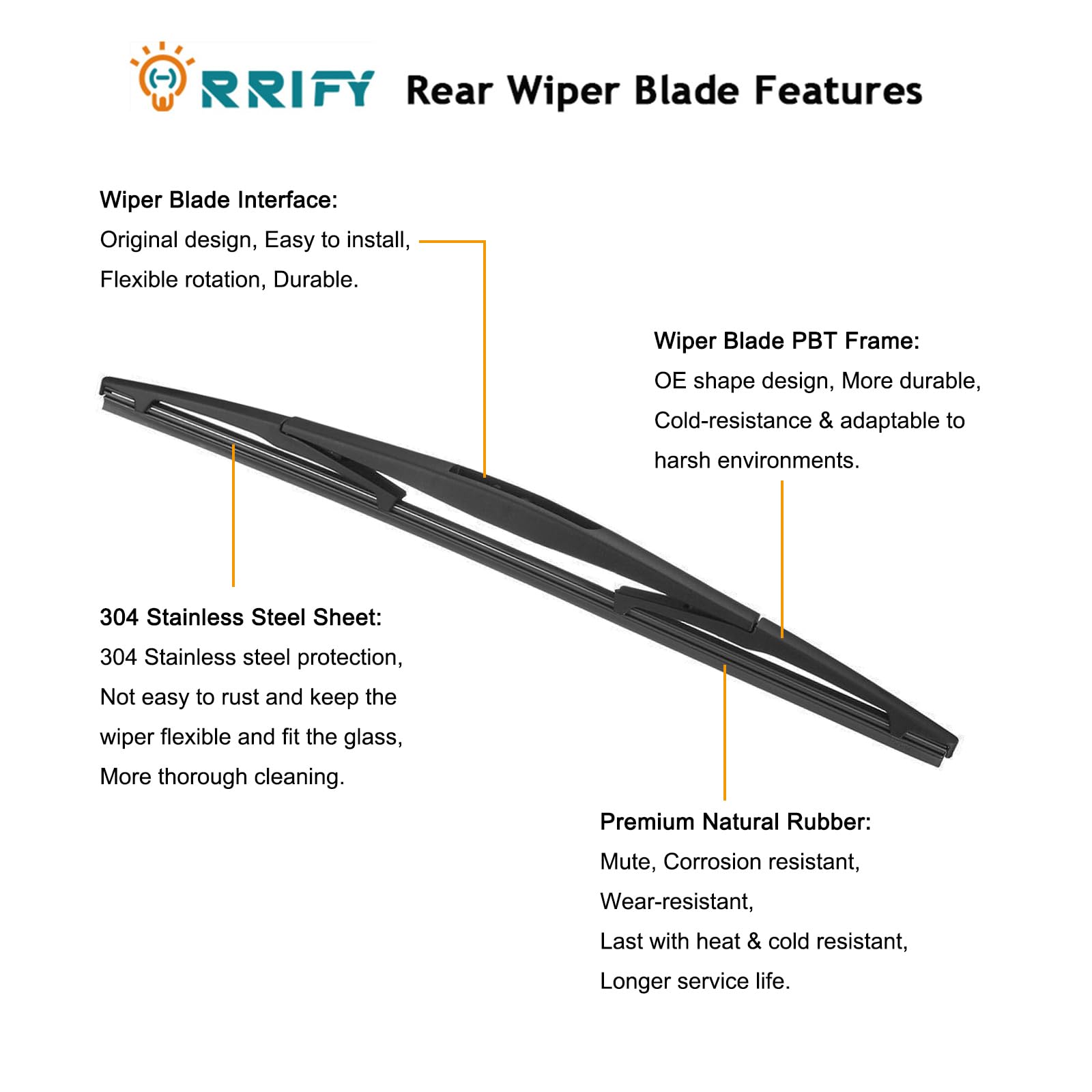 Rear Wiper Blade & Arm Assembly For Subaru Outback 2010-2017 - 14" Direct Replacement